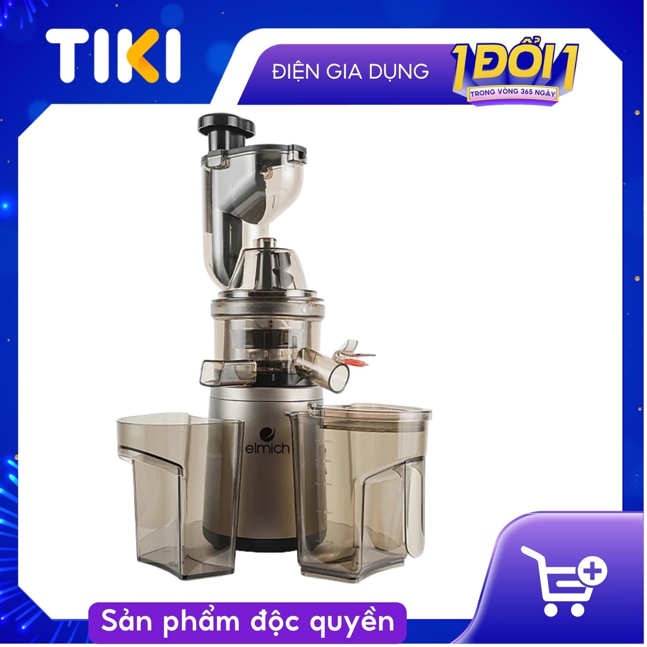 Máy ép chậm trái cây ELMICH EDA-0860, công suất 220W, dung tích 1000ml, hiệu quả ép kiệt lên đến 98% mà vẫn giữ trọn vẹn dưỡng chất và vitamin có trong thực phẩm. - Hàng chính hãng