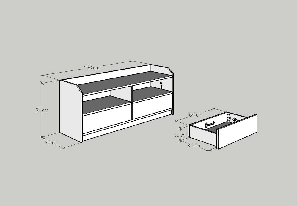 [Happy Home Furniture] CANA,  Tủ 4 ngăn kéo ,  138cm x 37cm x 54cm ( DxRxC), THK_011