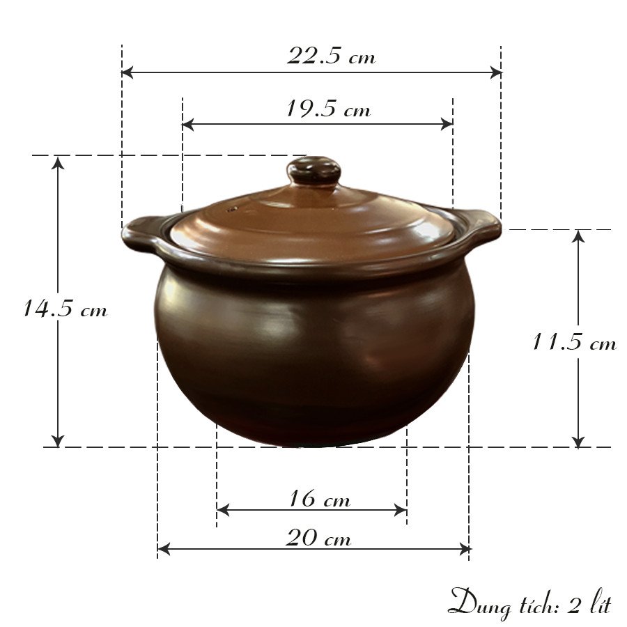 Nồi đất đáy từ 2 lít NodaCook - Nồi Đất chuyên biệt nấu trên Bếp từ