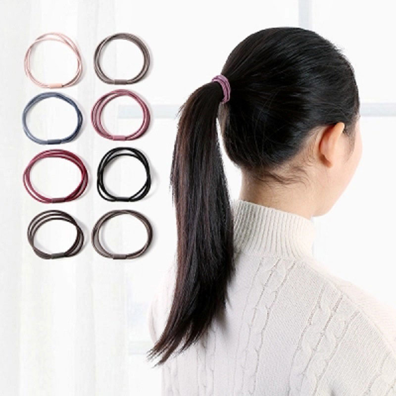 Combo 5 Dây Chun Buộc Tóc, Thun Cột Tóc Mảnh 3 Vòng Màu Sắc Nhã Nhặn SC23