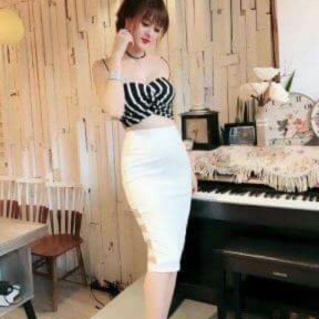 Set cup sọc chân váy sexy