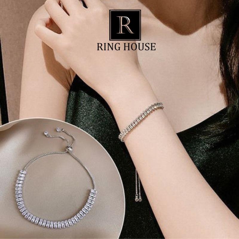 B24 Lắc tay vòng tay titan nữ màu bạc đẹp Ring House