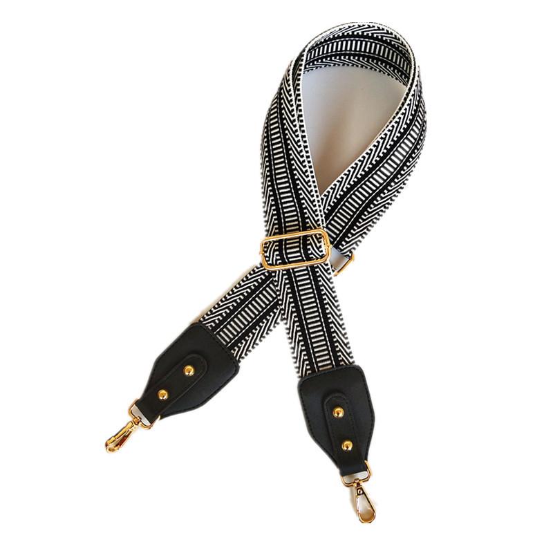 Có thể điều chỉnh dây đeo vai 5cm cho túi dây đeo vai màu trắng đen cho túi 130cm với bạc carabiner cho túi xách túi, phụ kiện DIY cho túi