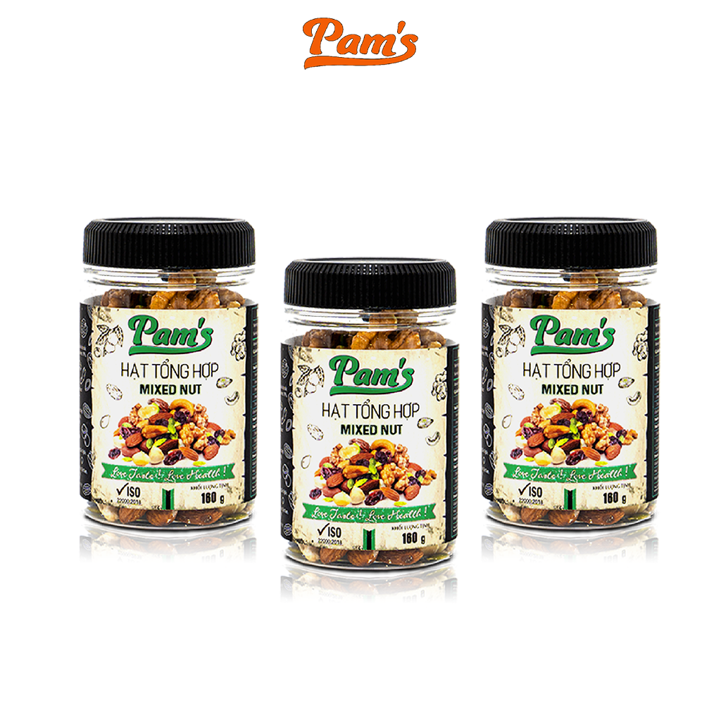 Combo 3 Hũ Ngũ Cốc Mix 6 Loại (Macca + Hạnh Nhân + Điều + Nhân Óc Chó + Hạt Bí + Nho Úc) Pam's