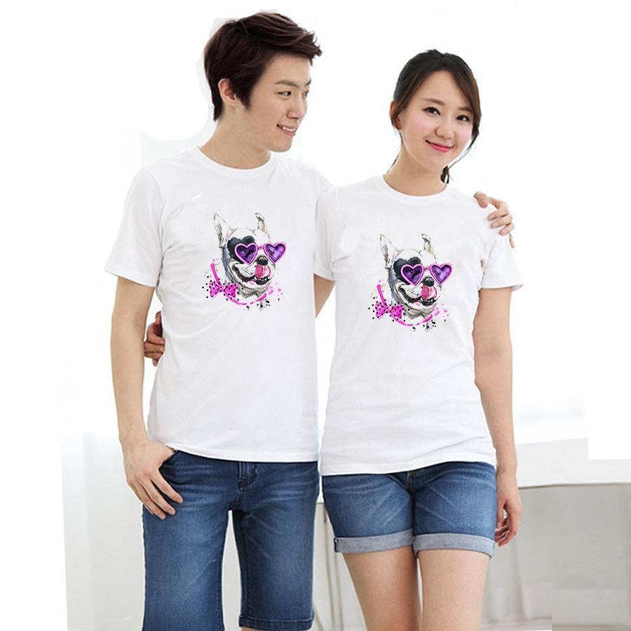 Áo thun cặp đôi in hình chó form rộng phong cách hàn quốc