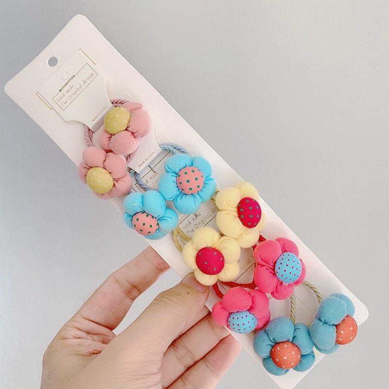SET2 - DÂY BUỘC TÓC HÌNH HOA 3D BỌC VẢI XỊN XÒ - NUNAM SHOP