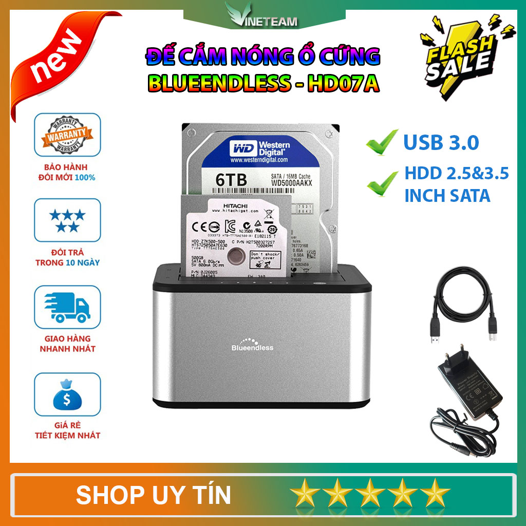 Dock cắm ổ cứng Blueendless HD07A USB3.0  Đế ổ cứng loại 2 khe cắm: 3.5&quot; và 2.5 - Hàng nhập khẩu