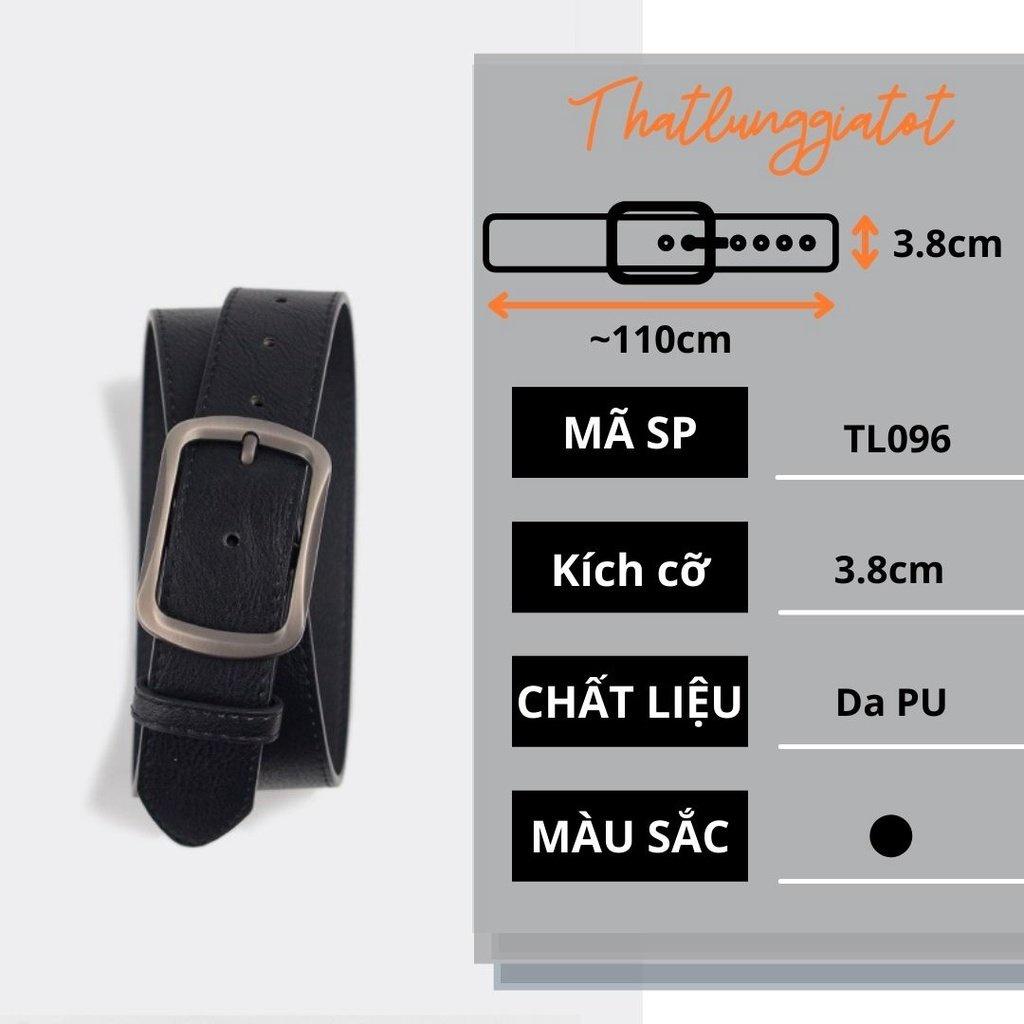 Thắt lưng nam da Hàn Quốc chữ nhật bo viền Unisex da đẹp Dây nịt lưng nam Ulzzang phong cách Hàn Quốc bản to 3.8cm Cam