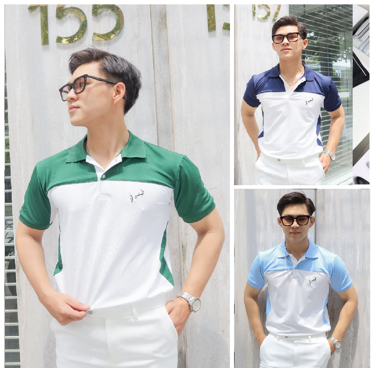 Áo thun nam POLO trơn vải cá sấu vải cotton phối màu cao cấp ngắn tay cực sang trọng
