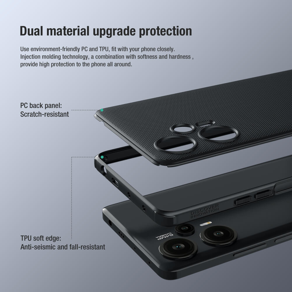 Ốp lưng cho Xiaomi Redmi Note 12 Turbo Nillkin Nhựa Sần lưng PC cứng, viền TPU chống sốc Hàng nhập khẩu