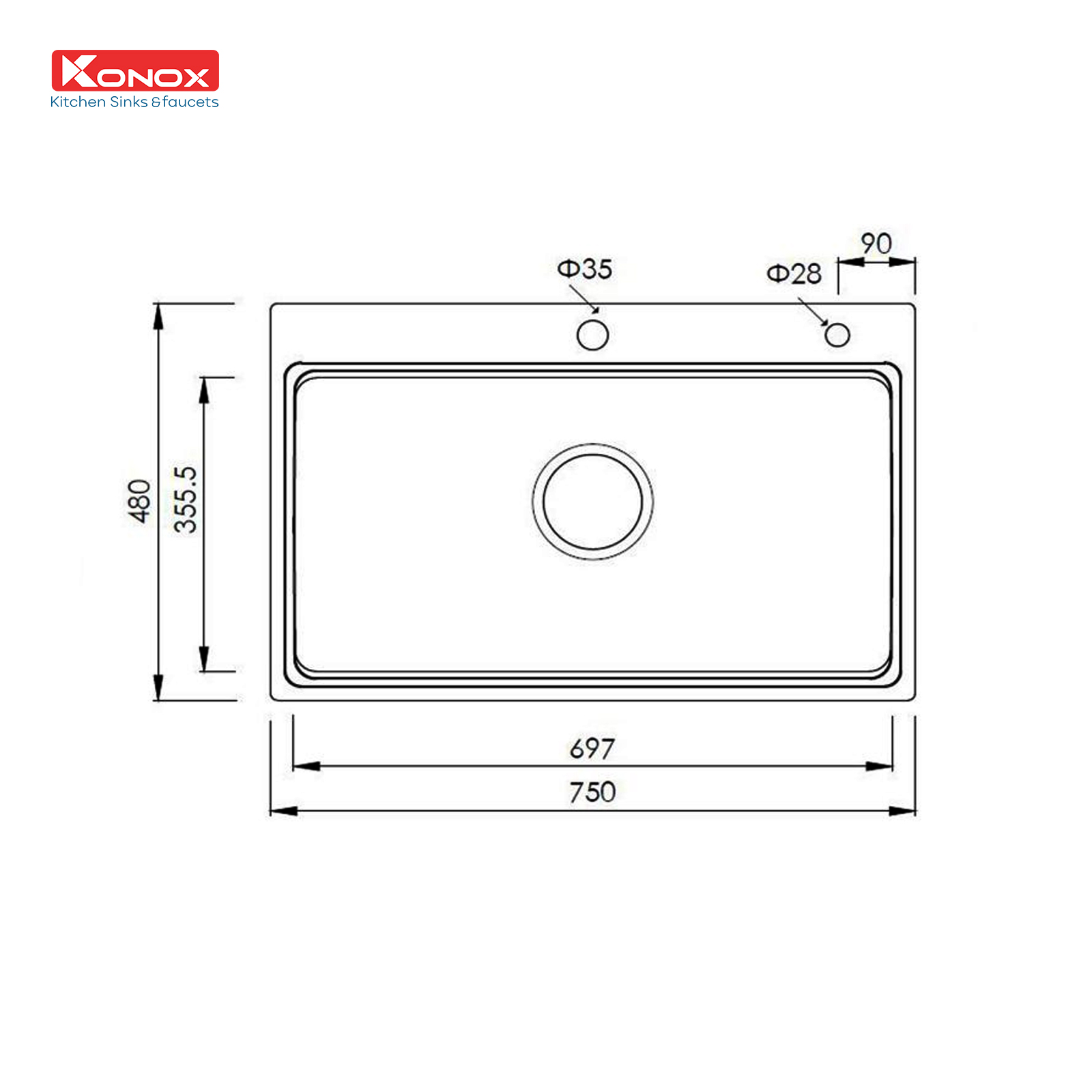 [Combo Siêu ưu đãi] Mua chậu rửa bát Overmount KN7548SO TẶNG vòi rửa bát nóng lạnh RIO