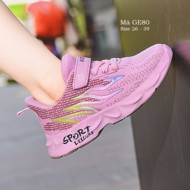 Giày thể thao bé gái quai dán siêu nhẹ kháng khuẩn cho bé đi học chạy khỏe khoắn và năng động 3 - 12 tuổi GE80