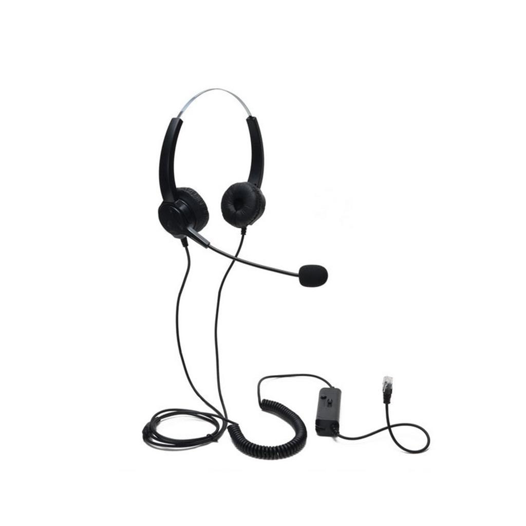 Handsfree Call Center Noise Canceling Binaural Headset RJ9 with Microphone