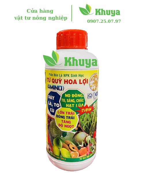Phân bón lá Tứ quý hoa lợi Amino 500ml Lớn trái - Tăng độ ngọt - Dày lá