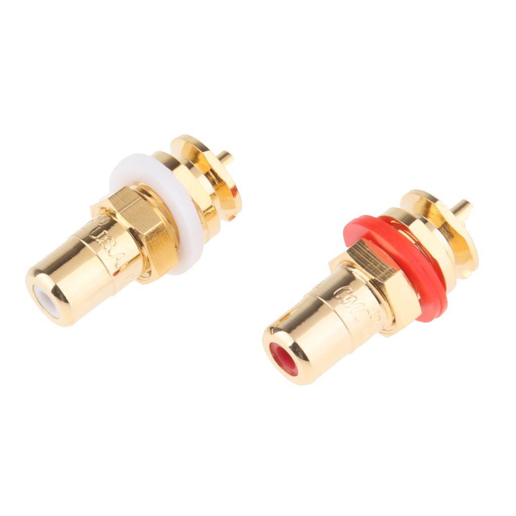 Pair RCA Female Socket Connector Chassis Panel Mount Adapter RCA Plug