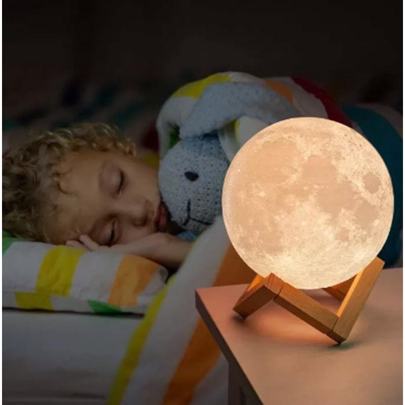 Đèn ngủ - Đèn mặt trăng - Có chân đế - Moon Light - ánh sáng vàng ấm - 8 cm - 12 cm - dùng pin- Quà tặng trang trí