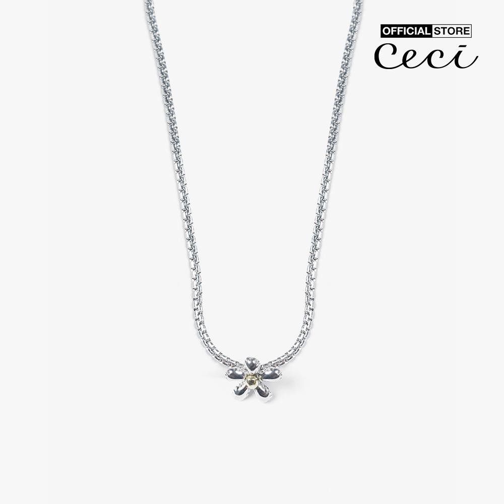 CECI - Dây chuyền nữ sợi tròn phối mặt bông hoa xinh xắn CC4-01000266-03