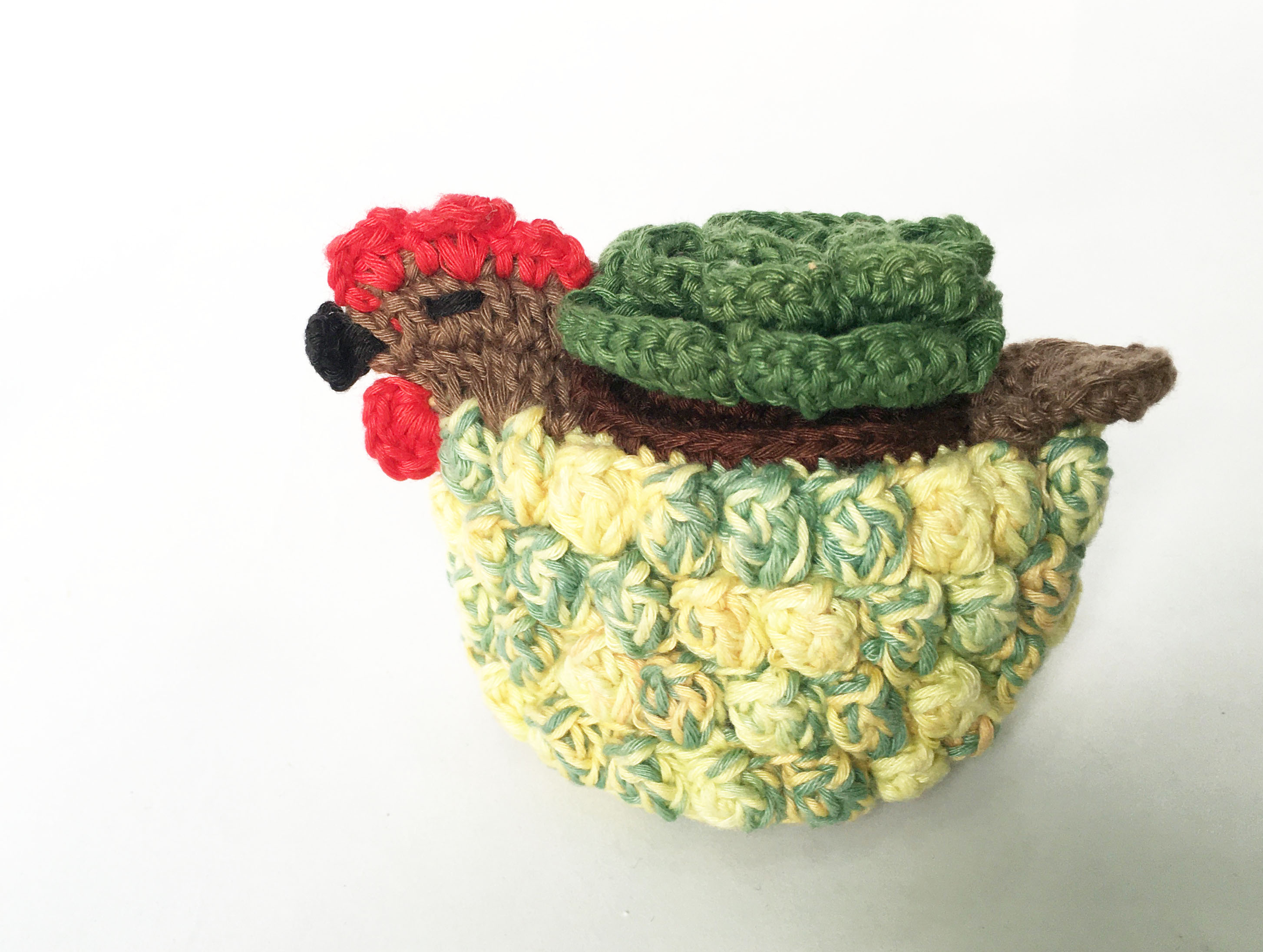 Chú gà và sen đá đan móc len handmade nhiều màu  - Quà tặng handmade trang trí thủ công