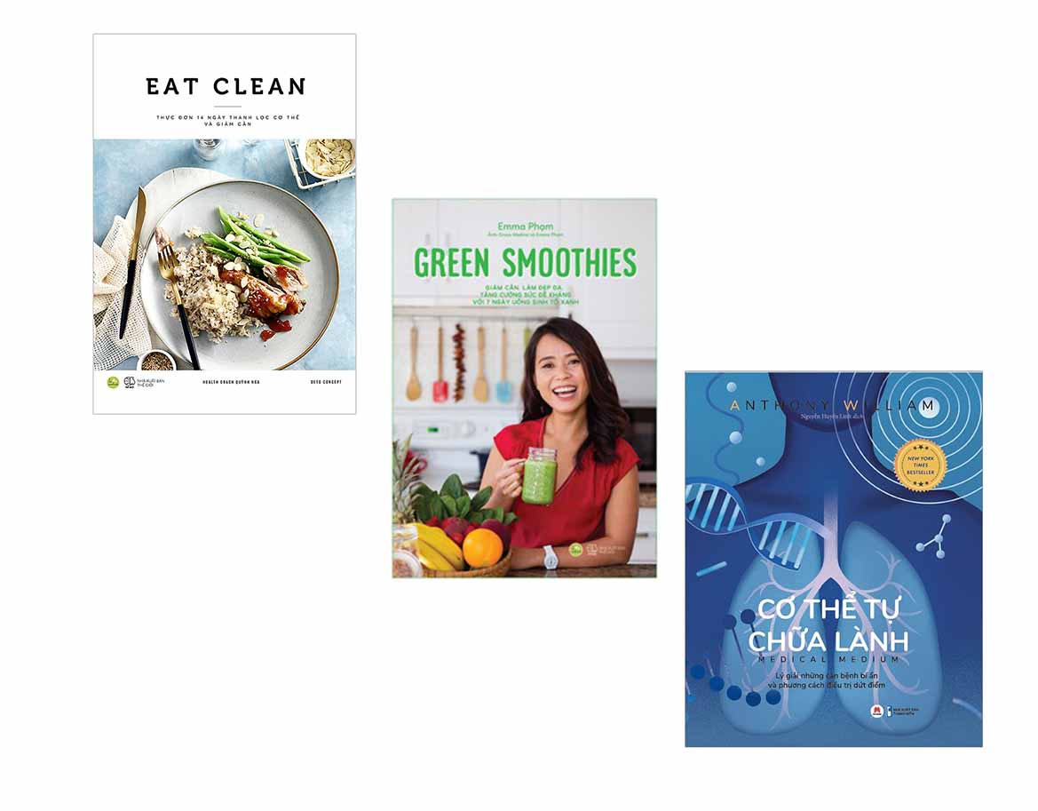 Combo 3 cuốn sách hướng dẫn bạn sống lành mạnh: EAT CLEAN + Green Smoothies - Giảm Cân, Làm Đẹp Da, Tăng Cường Sức Đề Kháng Với 7 Ngày Uống Sinh Tố Xanh + Cơ Thể Tự Chữa Lành: Lý Giải Những Căn Bệnh Bí Ẩn
