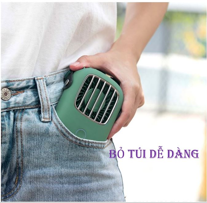 Quạt đeo cổ tích điện siêu mát, 3 chế độ hoạt động 10h liên tục