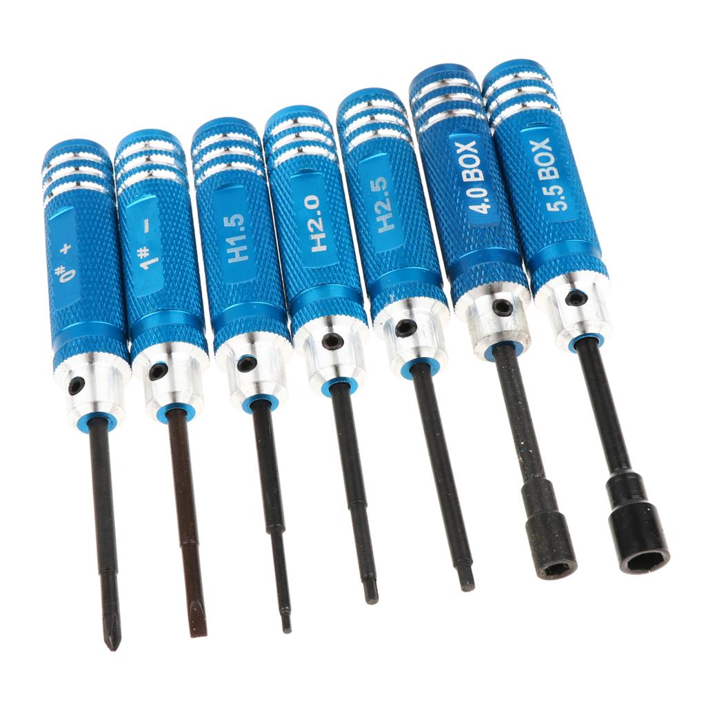 7 Món Thép Không Gỉ Bộ Tua Vít, RC Bộ Dụng Cụ Cho RC Xe Ô Tô Mô Hình Máy Bay Trực Thăng Xanh Dương