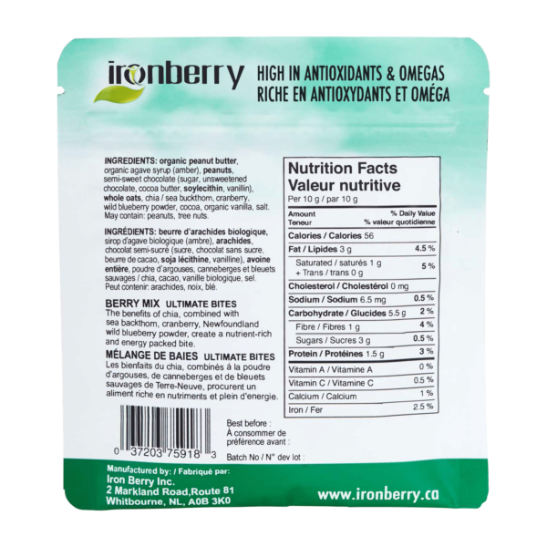 Bánh năng lượng hỗn hợp Berry và hạt chia - BERRY MIX & CHIA ULTIMATE BITES 60gr