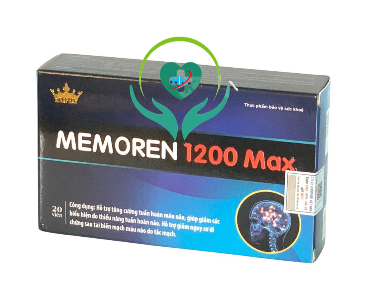 Viên uống Memoren 1200 Max Kingphar, hộp 30v, tăng tuần hoàn não, giảm đau đầu, cổ vai, gáy