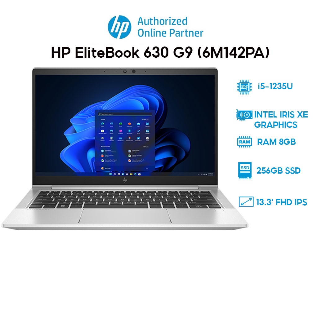 Laptop HP EliteBook 630 G9 (6M142PA) (i5-1235U | 8GB | 256GB | Intel Iris Xe Graphics | 13.3' FHD | Win 11) Hàng chính hãng