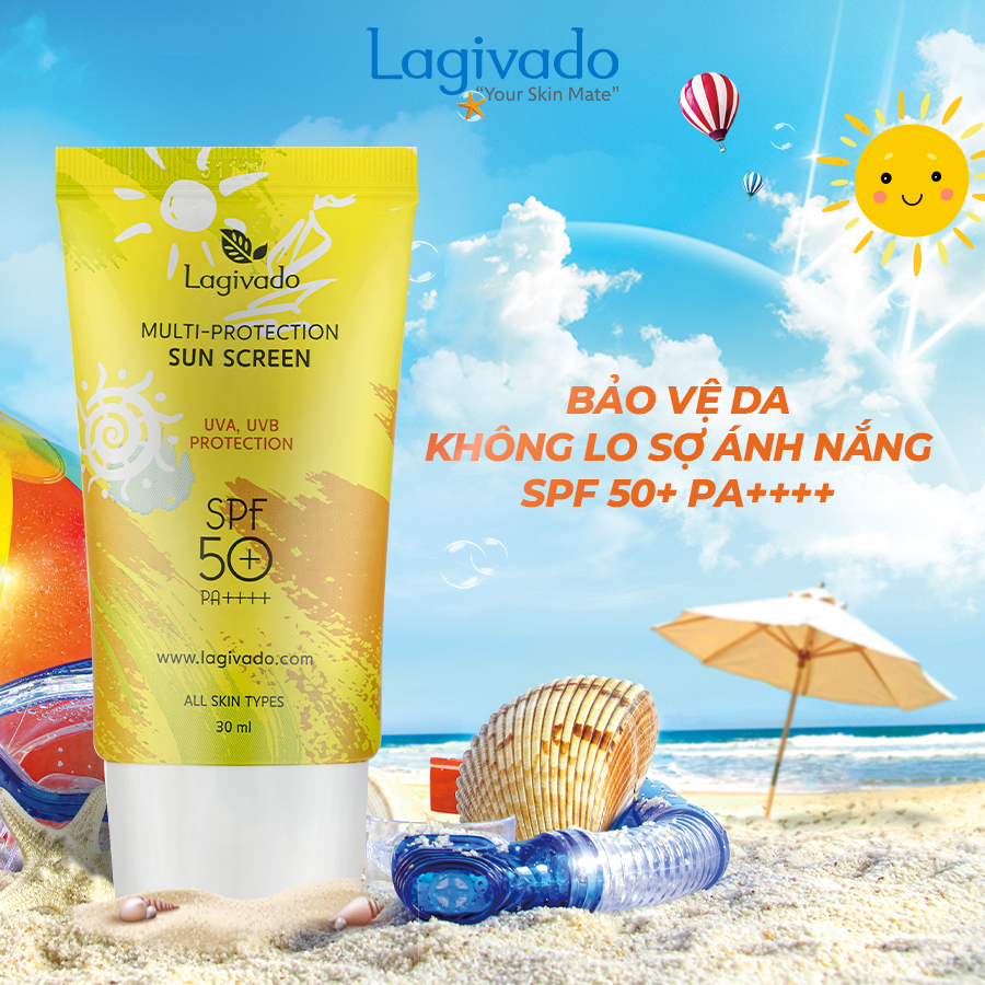Bộ đôi Kem chống nắng Hàn Quốc Lagivado Multi-Protection 30 g và sữa rửa mặt tạo bọt trắng da Creamy Foam Cleanser 50ml