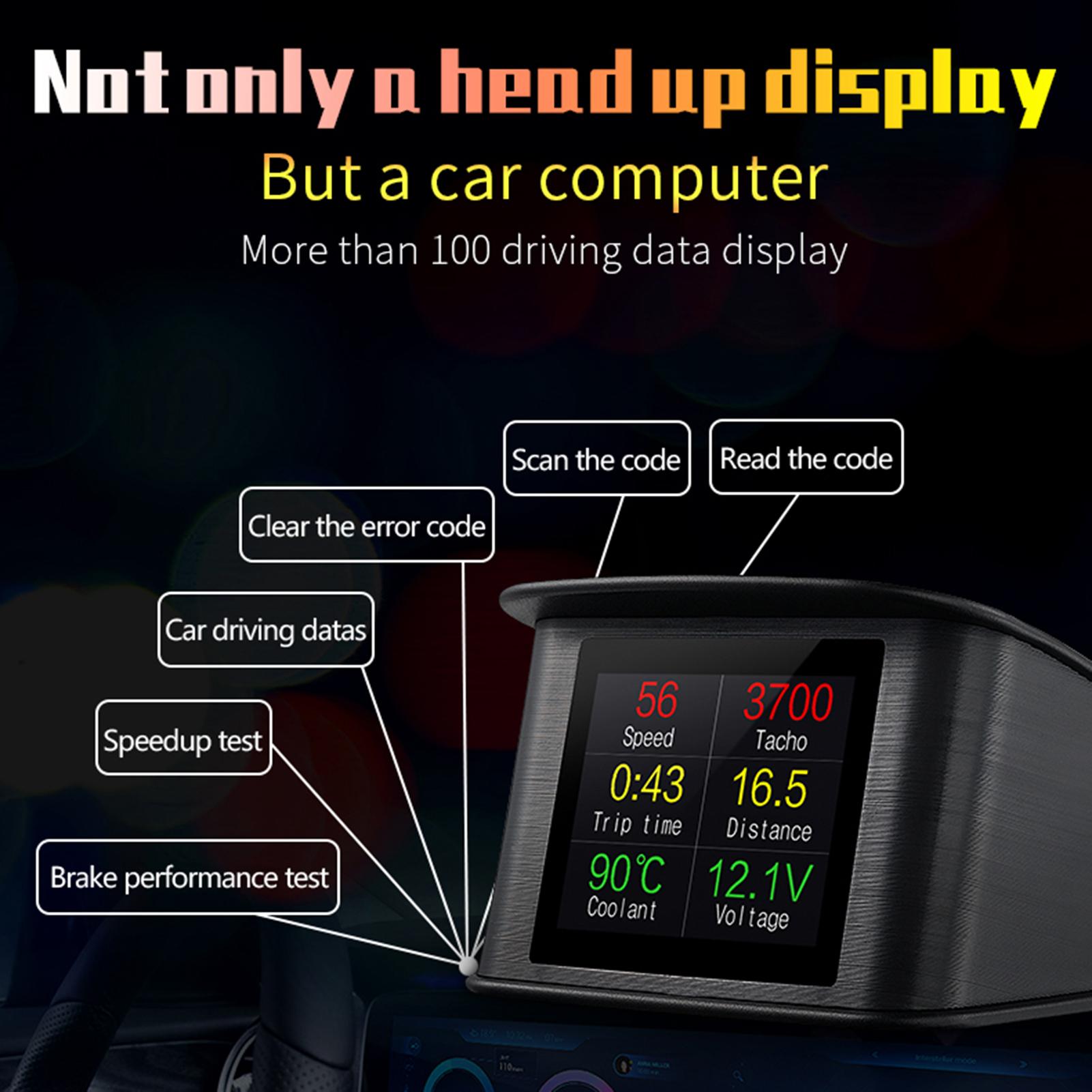 Smart HUD Display, 2.2 Inch Digital OBDII Speedometer Car Head Up Display with Displays Speed, Distance, Time and More