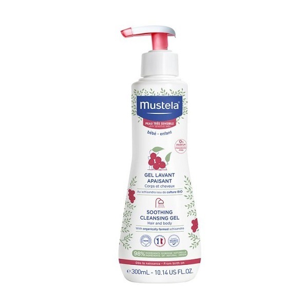 Sữa Tắm Gội Cho Trẻ Sơ Sinh &amp; Em Bé Da Nhạy Cảm Mustela SOOTHING CLEANSING GEL 300ML