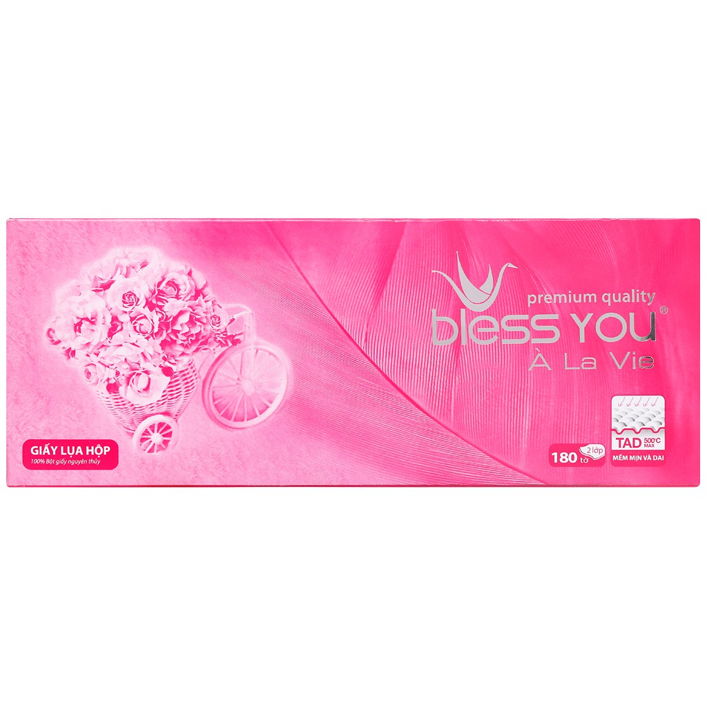 Khăn Giấy Lụa Hộp Bless You 2 Lớp Cao Cấp 180 Tờ