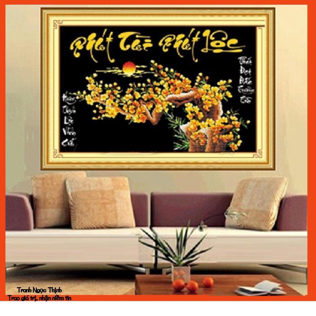 Tranh đính đá cao cấp PHÁT TÀI PHÁT LỘC 77308- KT: 78X52Cm,