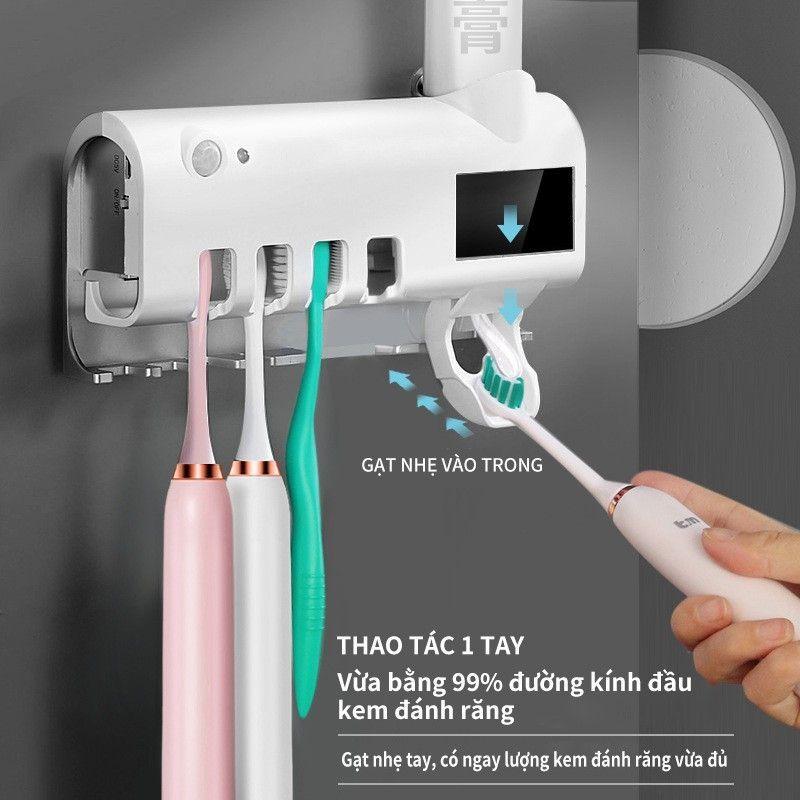Kệ lấy kem đánh răng tự động, kệ để bàn chải đánh răng khử trùng = tia uv