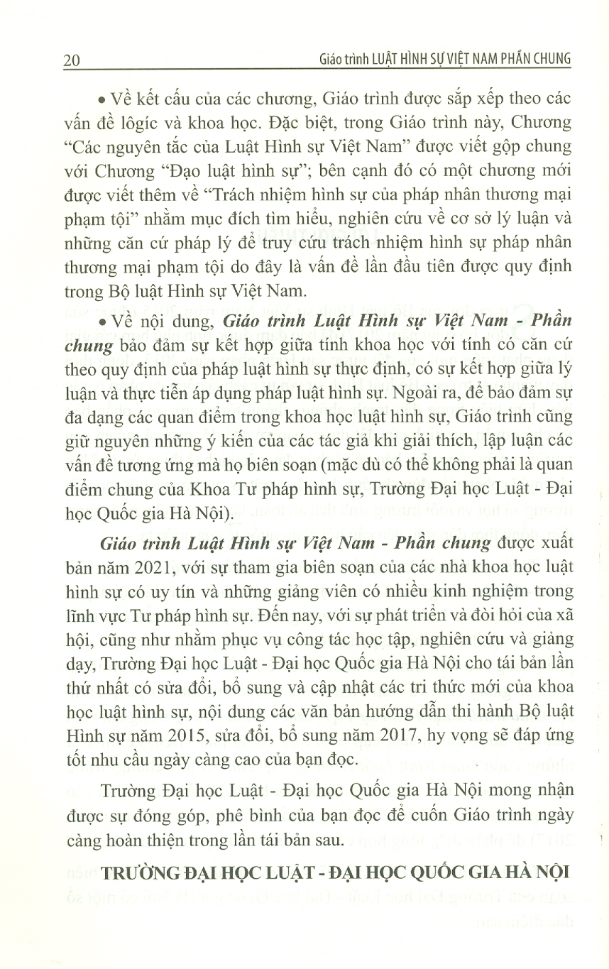 Giáo Trình Luật Hình Sự Việt Nam (Phần Chung) - GS. TSKH. Lê Văn Cảm, PGS. TS. Trịnh Tiến Việt - Tái bản, có sửa đổi bổ sung - (bìa mềm)