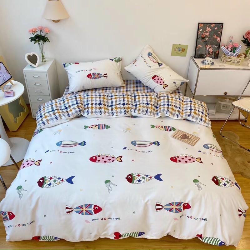 Bộ Chăn Ga Gối Cotton Living Hàng Nhập Khẩu Cao Cấp 4 Món Hình Đáng Yêu
