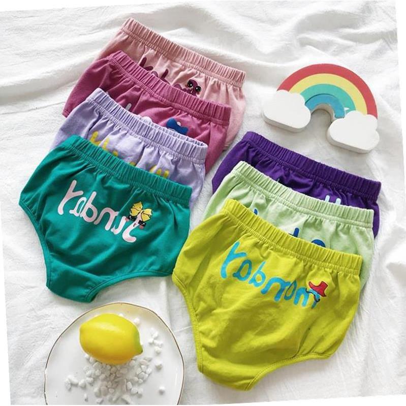 Quần chíp bé gái trai Set 7 ngày, chất cotton an toàn mềm mịn, quần lót cho bé gái từ 4 - 31kg