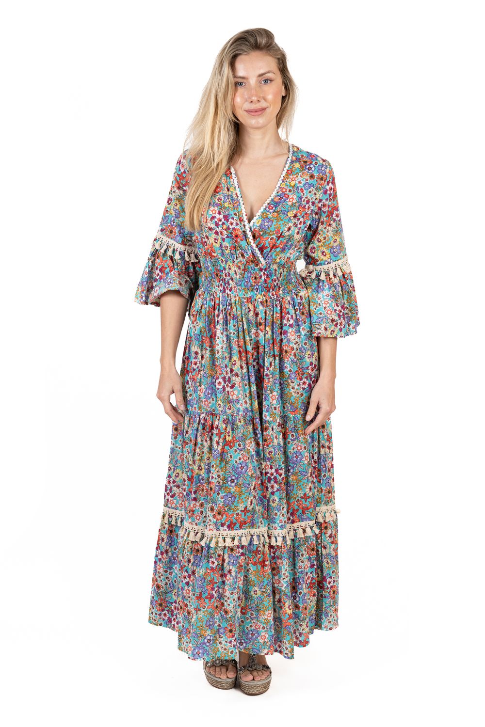 Maxi Hoa Kết Ánh Bạc Cotton Isla Bonita