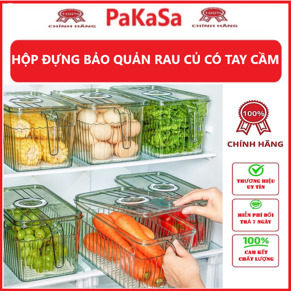 Hộp Nhựa Đựng Thực Phẩm Tủ Lạnh Cao Cấp Có Tay Cầm, Hộp Nhựa Đựng Đồ Trong Suốt, Có Nắp - Hàng chính hãng