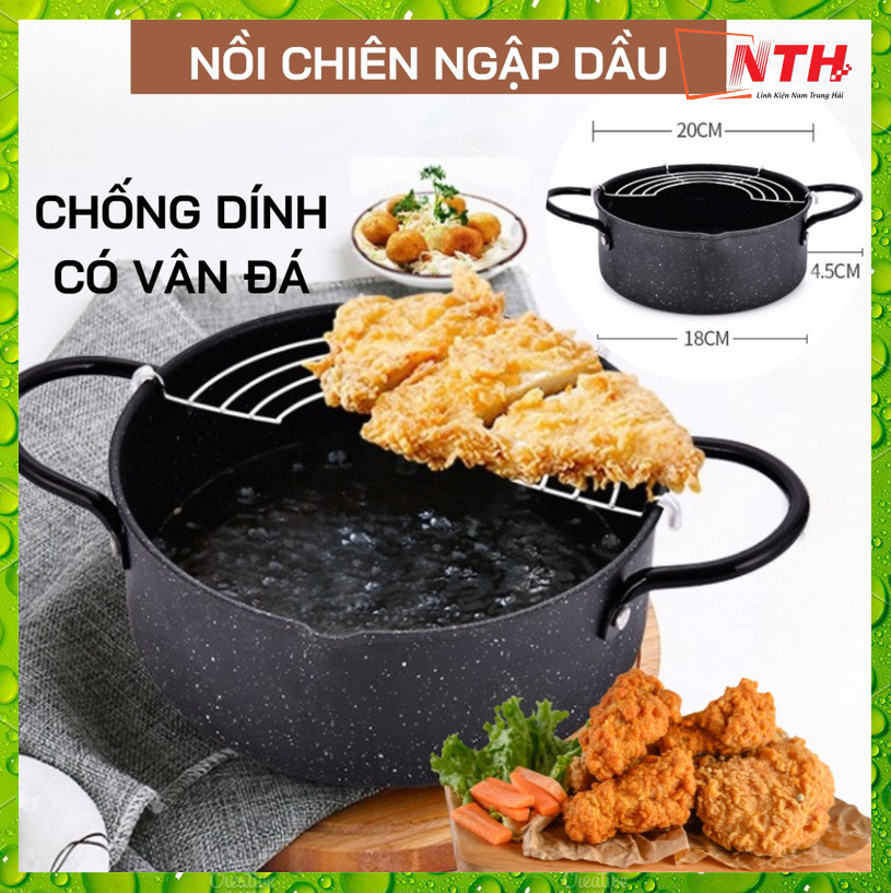 Nồi Chiên Chống Dính Nhật Bản 20cm Có Khay Để Ráo Mỡ