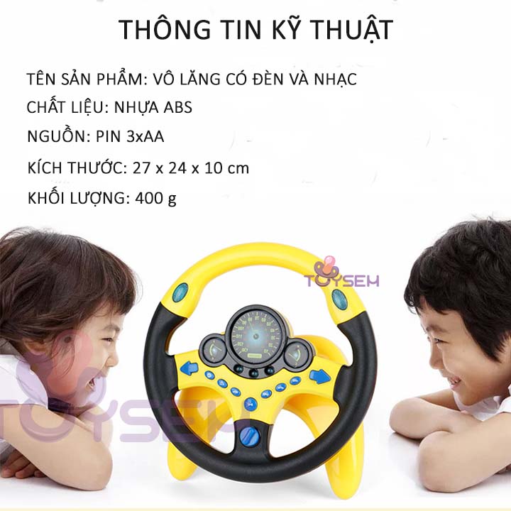 Đồ chơi vô lăng phát nhạc có đèn xoay 360 độ gắn tường đa năng - Đồ chơi cho bé vô lăng xe hơi tập lái có âm thanh vui nhộn - Quà tặng sinh nhật cho bé trai, bé gái cute