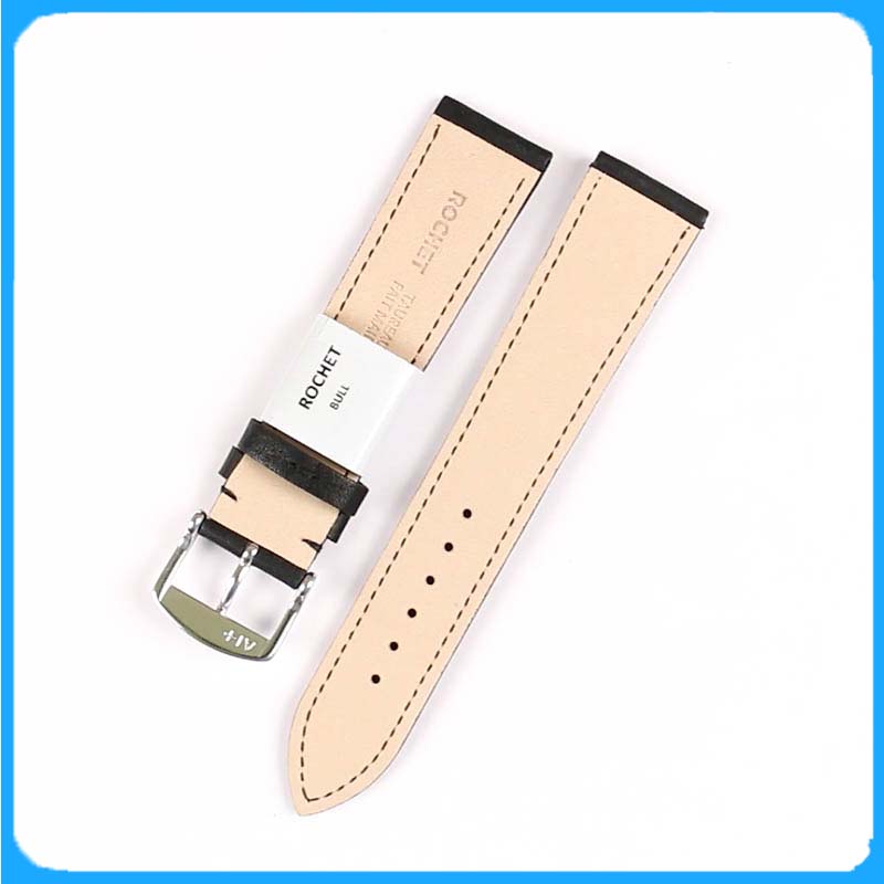 Dây Da Đồng Hồ ZRC Pháp Dòng MIURA Da Bò Không Vân Đen Cỡ 20mm