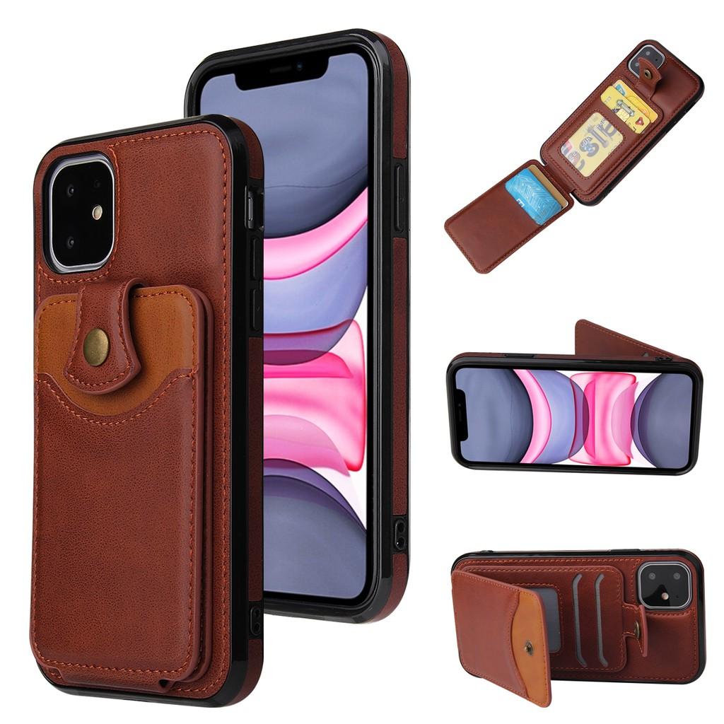 Bao da cho iPhone12/12pro/ 12 Pro Max / iphone12 Mini / iPhone 11 / 11Pro/iphone 11pro Max Bao da nắp gập hai lớp Khe cắm thẻ đứng Bao đựng ví mềm