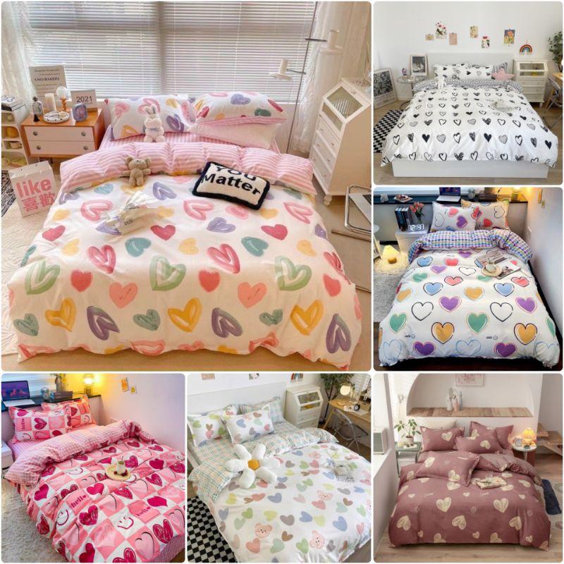 Bộ chăn ga gối tim Cotton Poly cao cấp LEEBedding, chăn ga Hàn Quốc, miễn phí bo chun drap ga giường theo yêu cầu