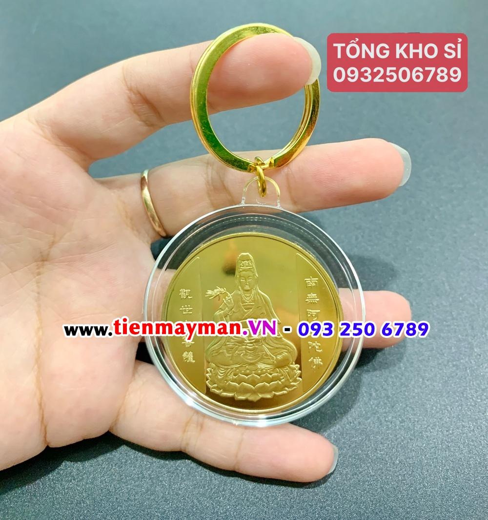 Móc khóa nhà, xe máy Đồng Xu Phong Thủy Quan Âm Bồ Tát - PASA COLLECTION