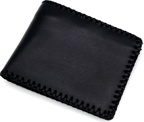 Bóp ví nam ngang da bò thật handmade V076K1 - Đen