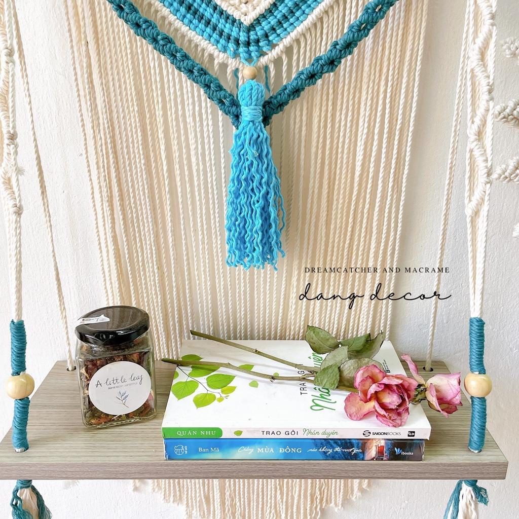 Set Gương Kệ treo tường màu xanh Santorini phong cách Địa Trung Hải trang trí nhà cửa