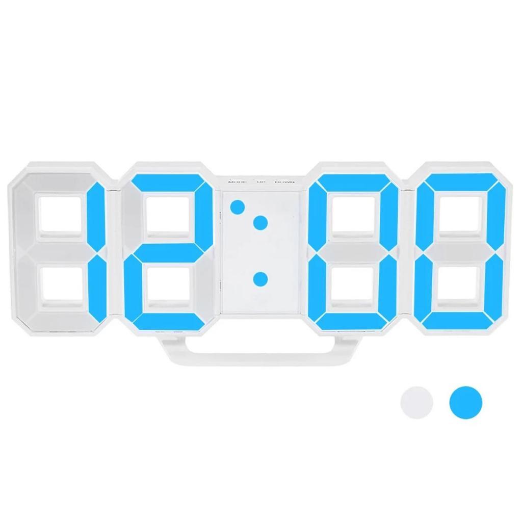 Digital 3D LED Wall Clock Alarm Clock Snooze 12/24 Hour Display USB