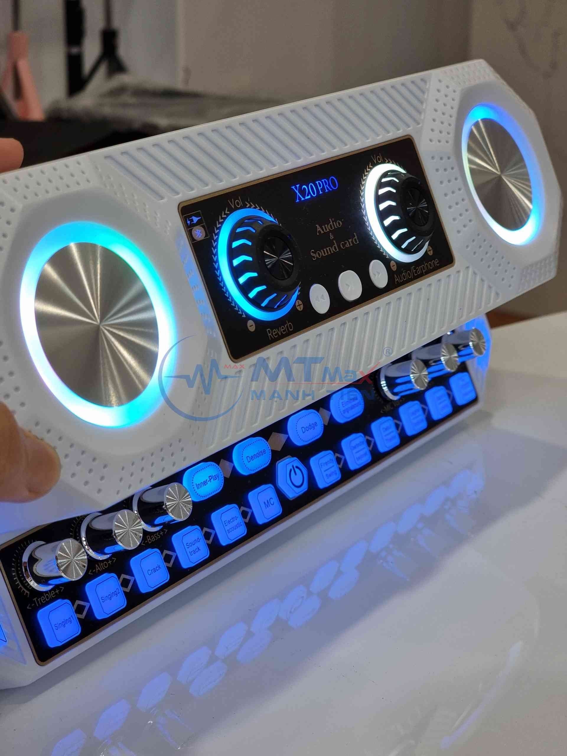 Bộ hát live thu âm X20 PRO karaoke kèm loa tích hợp soundcard và 2 micro thỏa thích làm idol