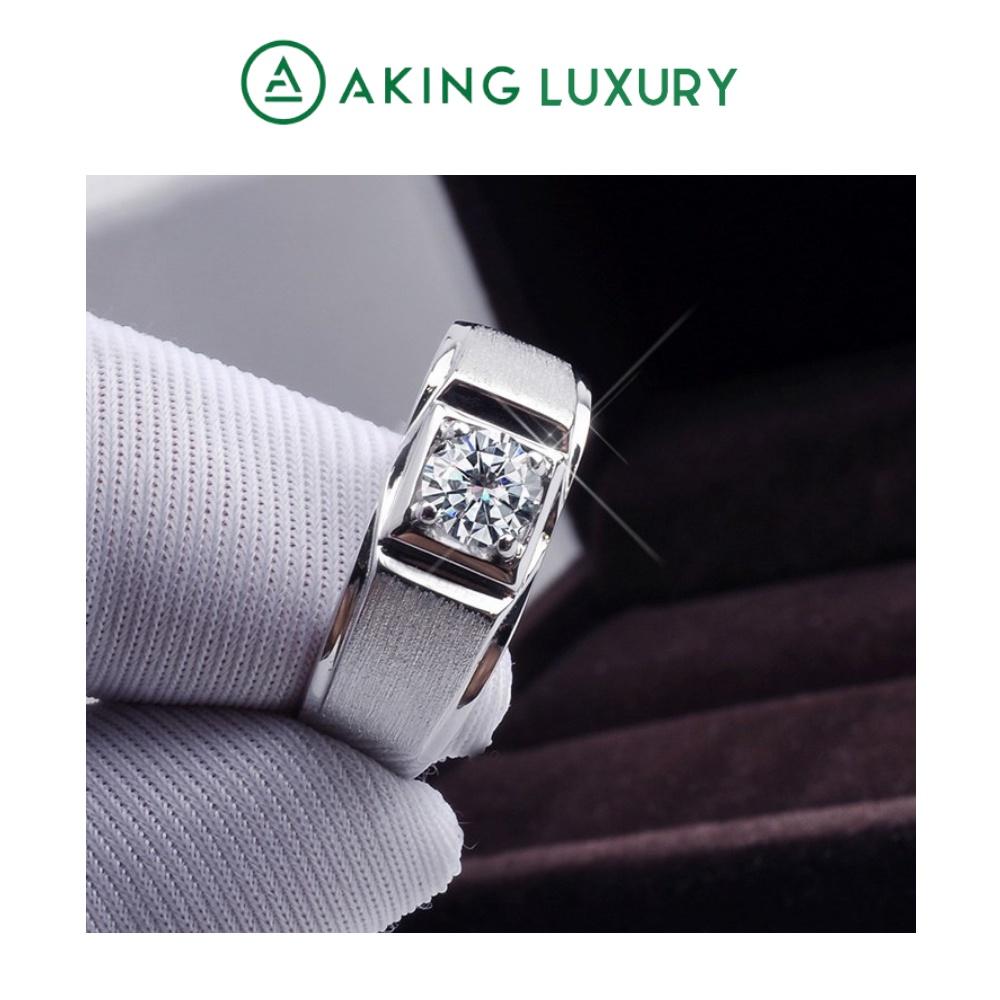 Nhẫn bạc nam AK15 cao cấp, nhẫn nam trơn đơn giản làm nổi bật viên đá chủ tôn lên sự mạnh mẽ. Mới nhất 2021